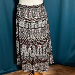 Liz & Co Brown, Cream & Red Midi Skirt